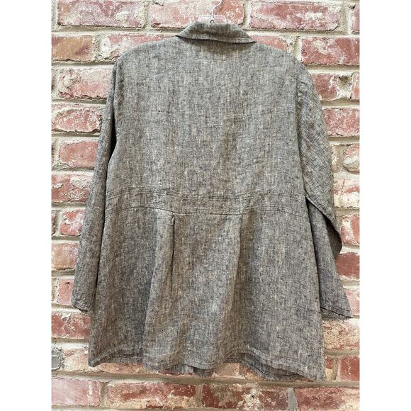 FLAX Oversized Button Down Linen Blazer Jacket Pockets‎ Lagenlook Size Medium - Picture 9 of 13
